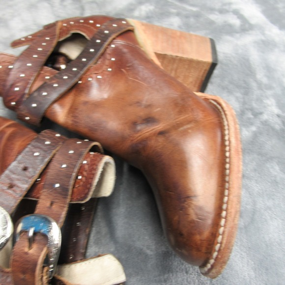Freebird Womens‎ Boots 6 Rainbow Brown Western Studded Leather Ankle Booties - Picture 6 of 16